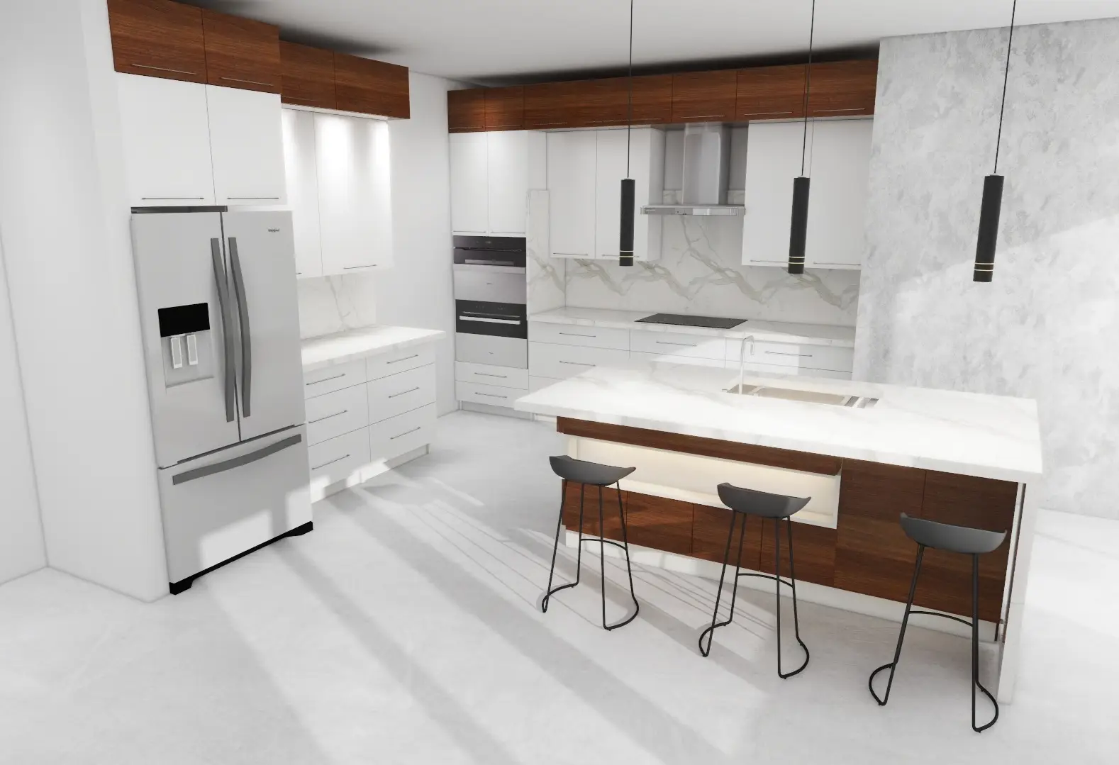 Modern minimalist wood and white kitchen - Echos Wood Design